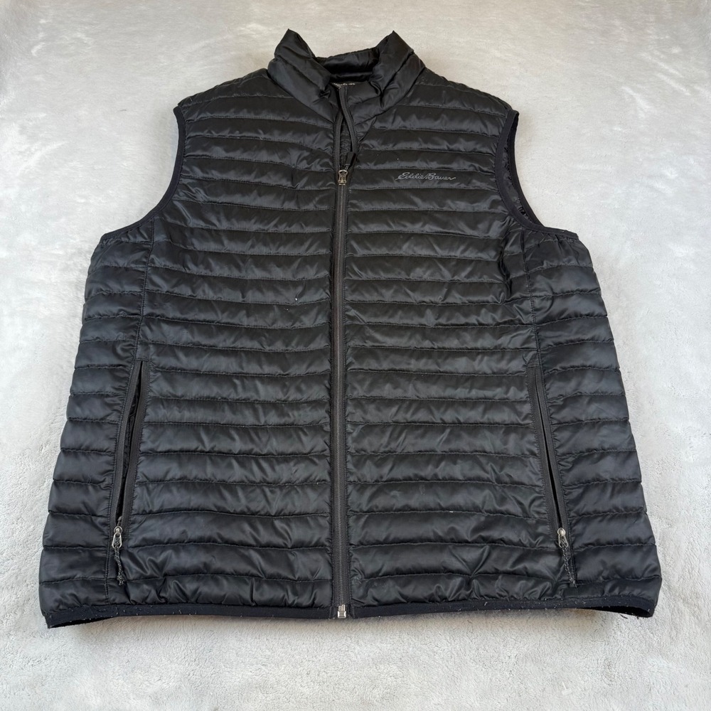 Eddie Bauer Mens Down Puffer Vest Black EB700 Insulated Lightweight Full Zip ‎ L
